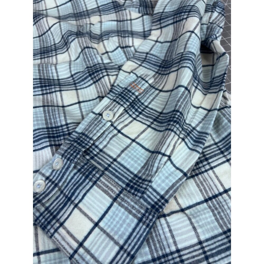 Orvis Mens Tech Check Flannel Long Sleeve Shirt XL Blue/White Plaid - Picture 4 of 9